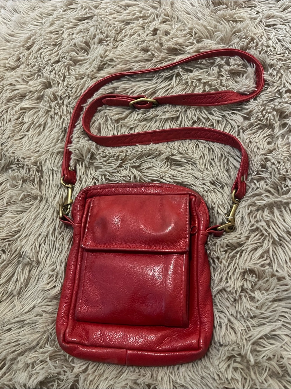 Vintage Red Leather Crossbody Bag Made in USA Victoria Leather Co